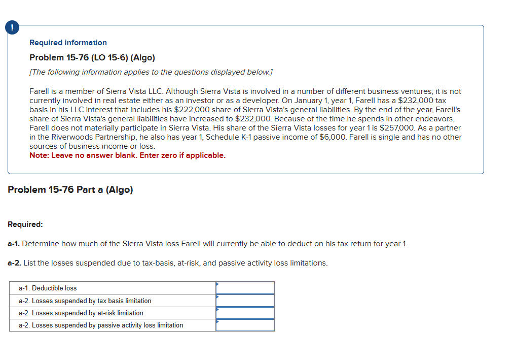 Problem 1 5 - 7 6 Part a ( Algo ) Required: a - 1