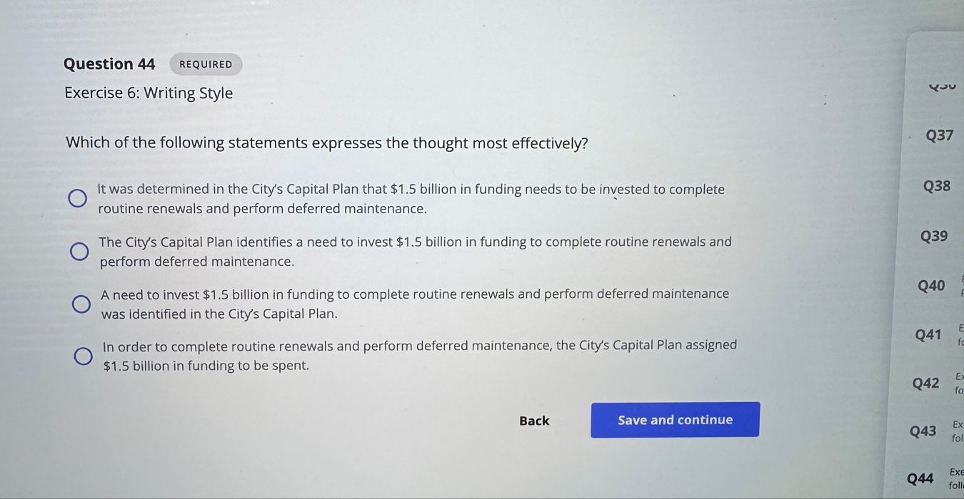 Question 4 4 required Exercise 6 : Writing Style