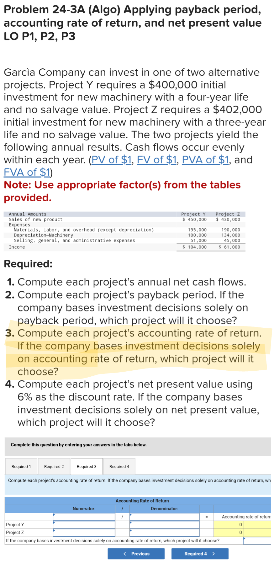 Problem 2 4 - 3 A ( Algo ) Applying payback