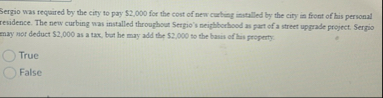 Sergio was required by the cify to pay $ 2 , 0 0