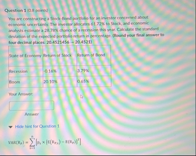 Question 1 ( 0 . 8 points ) You are constructing
