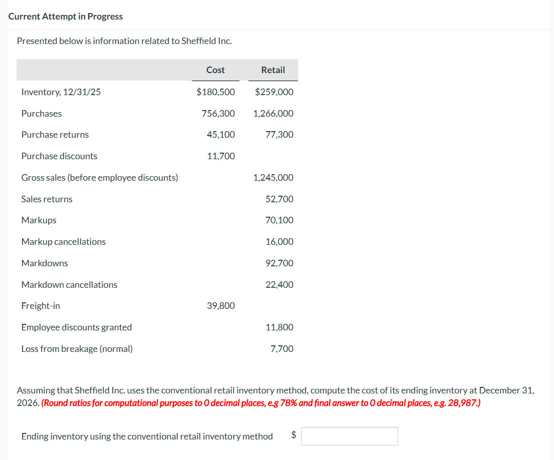 Current Attempt in Progress Presented below is