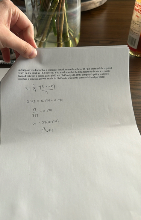 Suppose you know that a company's stock currently