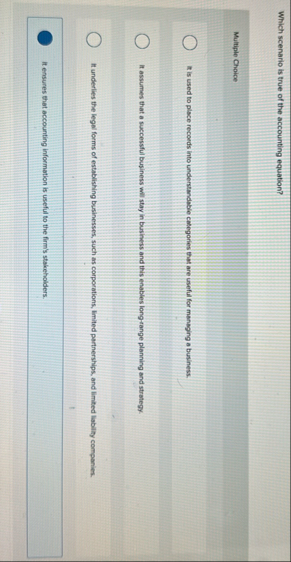 Which scenario is true of the accounting