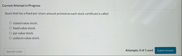 Current Attempt in Progress Stock that has a