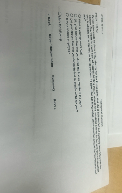 4 / 1 6 / 2 5 . 1 1 - 9 7 AN Training detail: