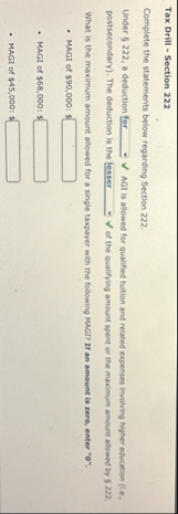 Tax Drill - Section 2 2 2 Complete the statements