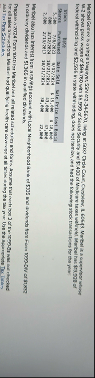 Maribel Gomez is a single taxpayer, SSN 4 1 2 - 3