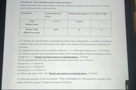 Question i 6 : Asset Allocation and Leverage [ 2