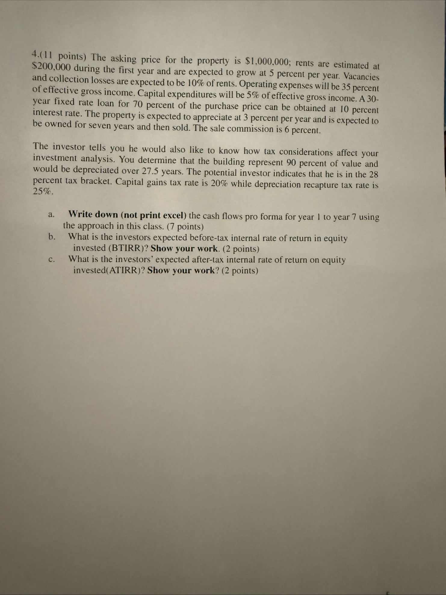 ( 1 1 points ) The asking price for the property