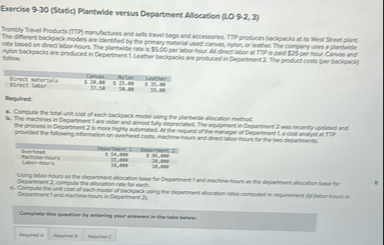 Exercise 9 - 3 0 ( Static ) Plantwide versus