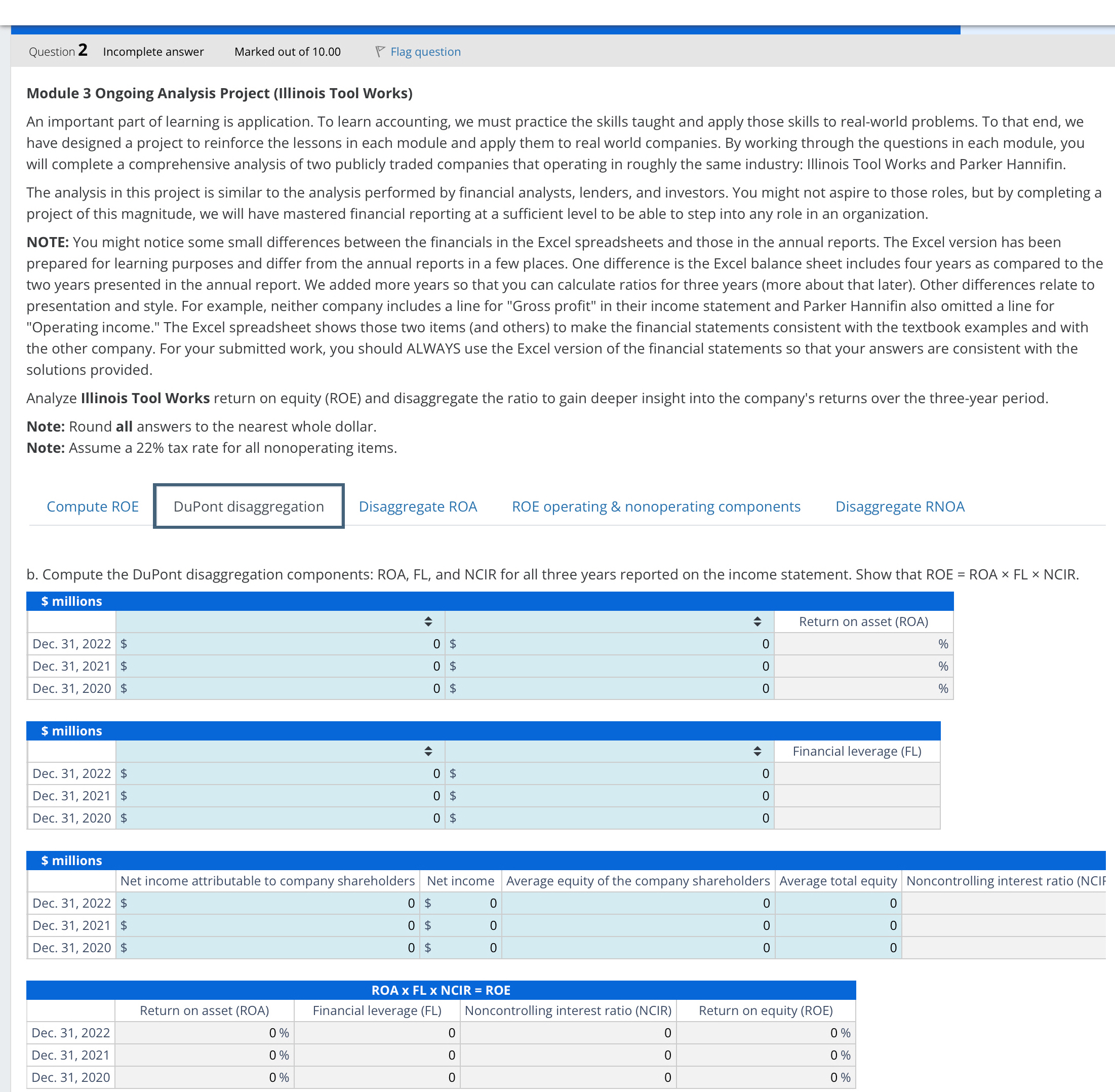 b . Compute the DuPont disaggregation components: