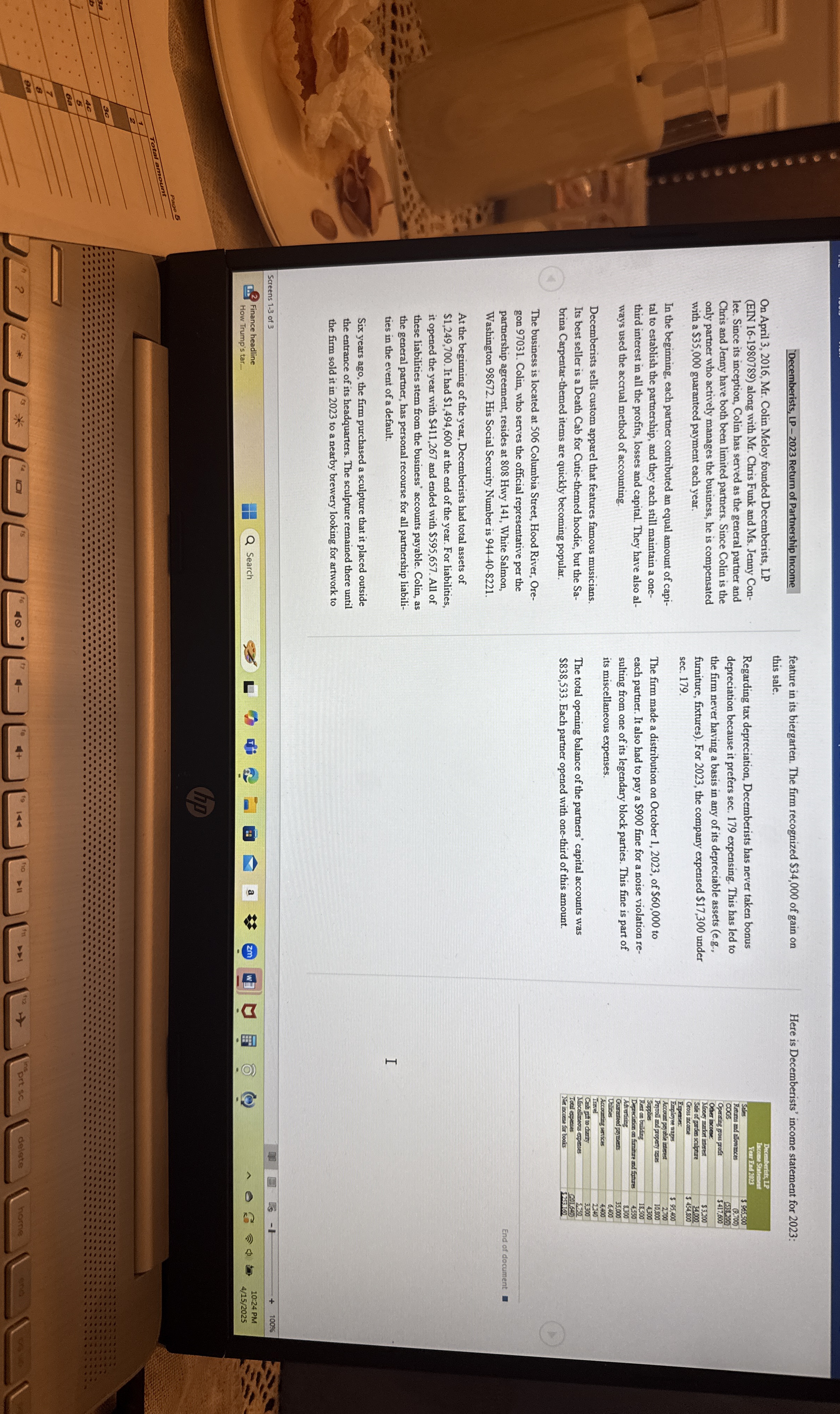 I need all scheduale D and K - 1 Please