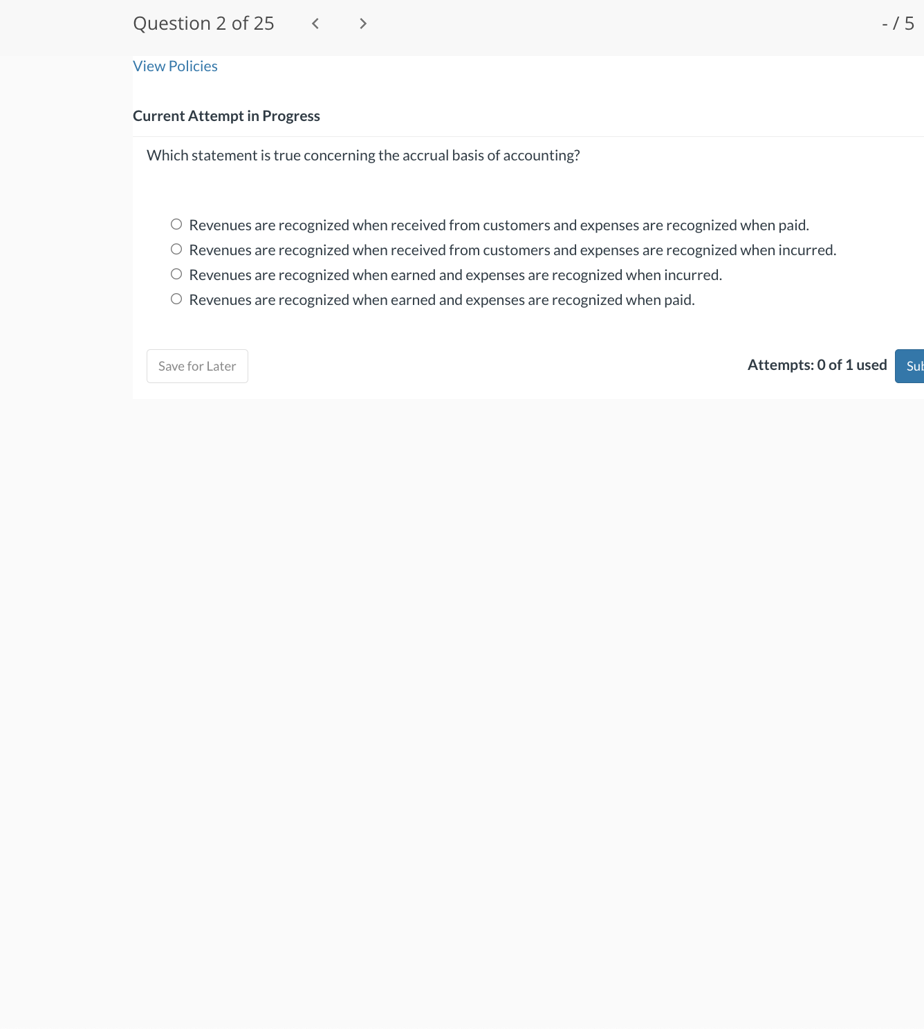 View Policies Current Attempt in Progress Which