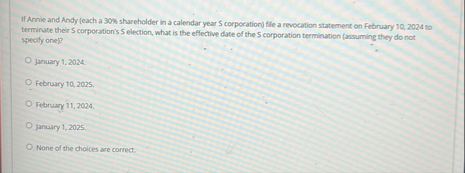 If Arnie and Andy ( each a 3 0 % shareholder in a