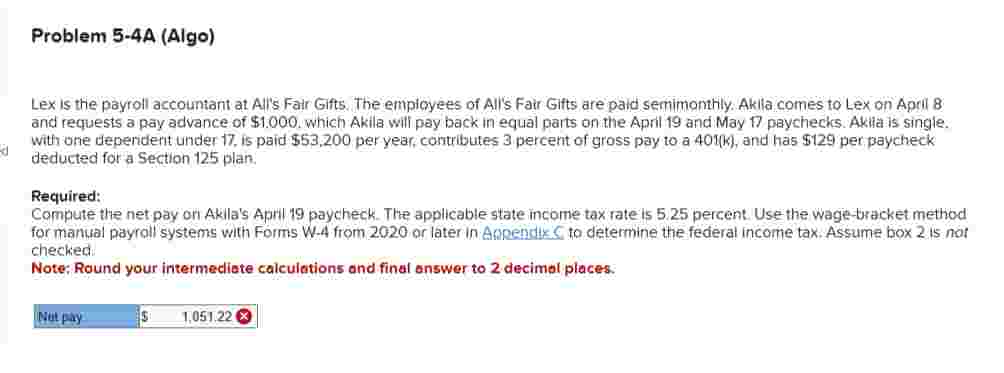 Problem 5 - 4 A ( Algo ) Lex is the payroll
