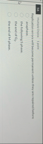 5 6 Multiple Choice 1 point Replication errors