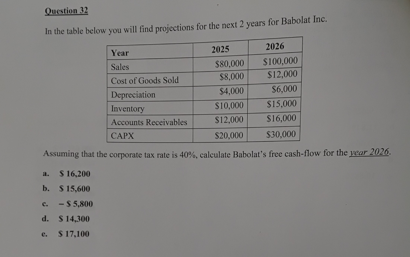 Question 3 2 In the table below you will find