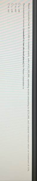 Mason Corporation had $ 1 , 1 1 3 , 0 0 0 in