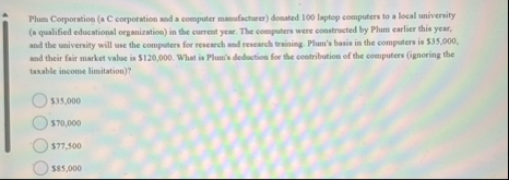 Plum Corporation ( a C corporation and a computer
