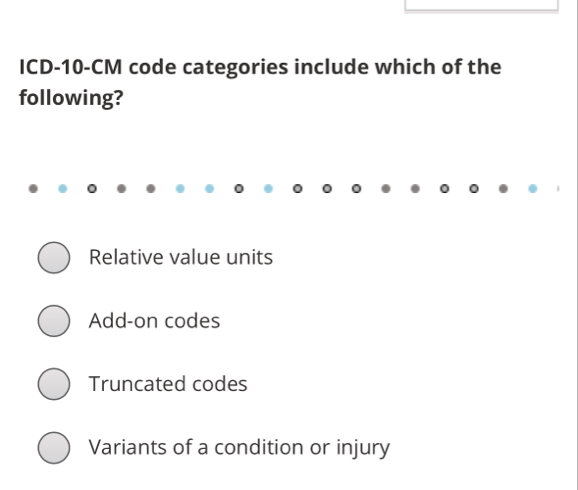 ICD - 1 0 - CM code categories include which of