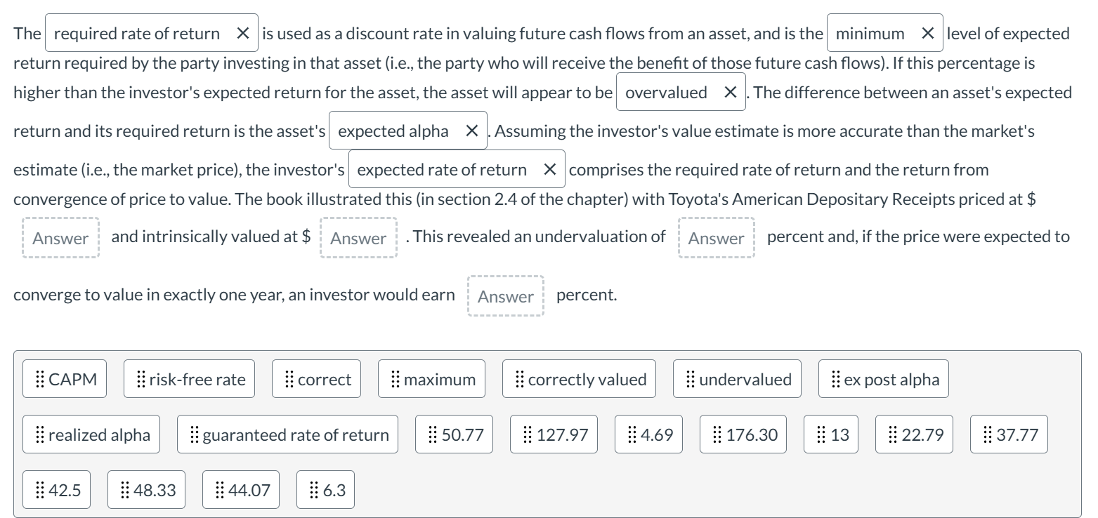 The required rate of return is used as a discount