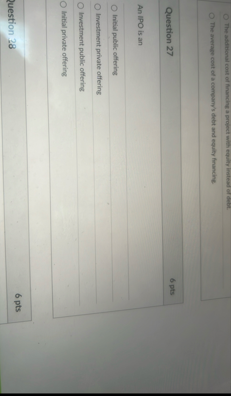 The additional cost of financing a project with