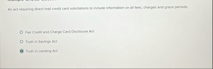 An act requiring direct mal credit cerd