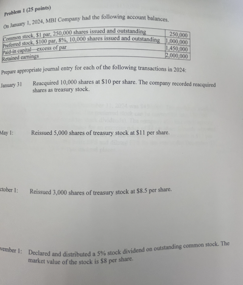 Problem 1 ( 2 5 points ) On January 1 , 2 0 2 4 ,
