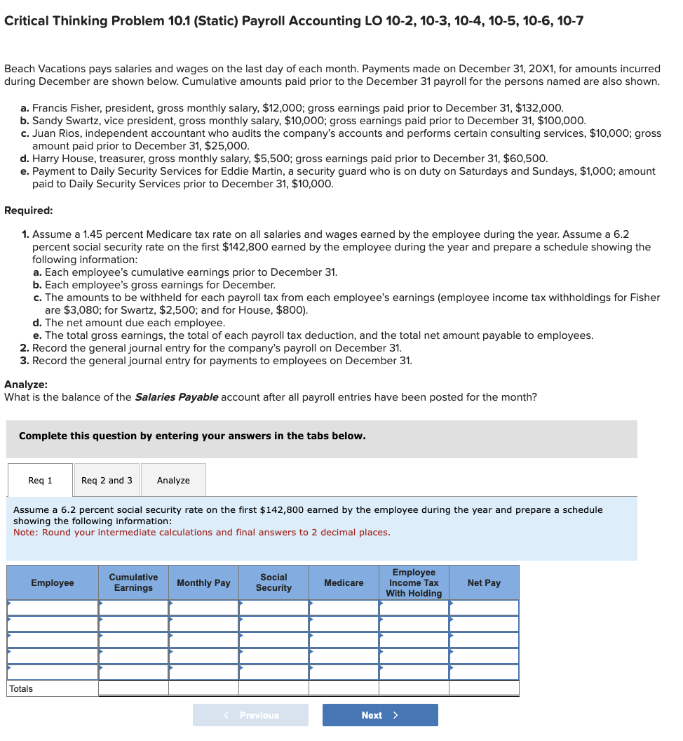 Critical Thinking Problem 1 0 . 1 ( Static )