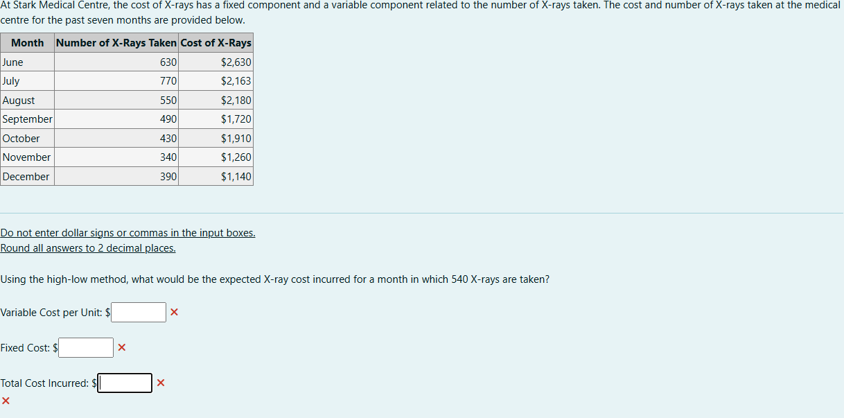 Using the high - low method, what would be the