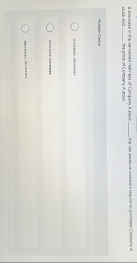 A decrease in the percelved riskiness of Company