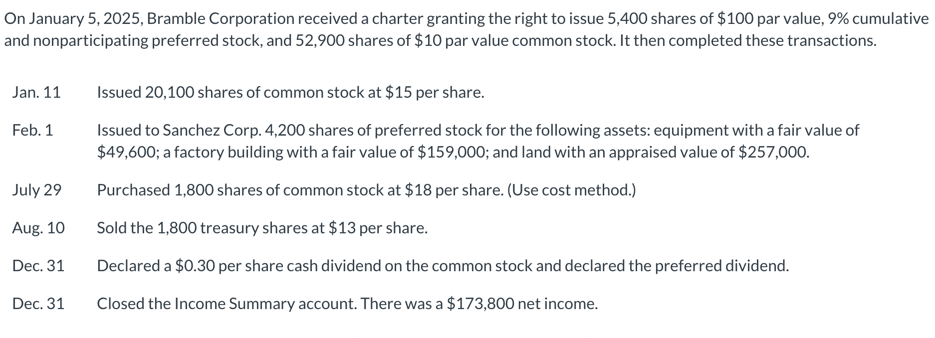 On January 5 , 2 0 2 5 , Bramble Corporation