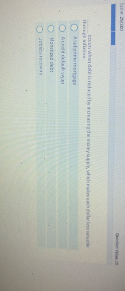 Score: 2 9 / 3 0 0 Question Value: 1 5 q , occurs