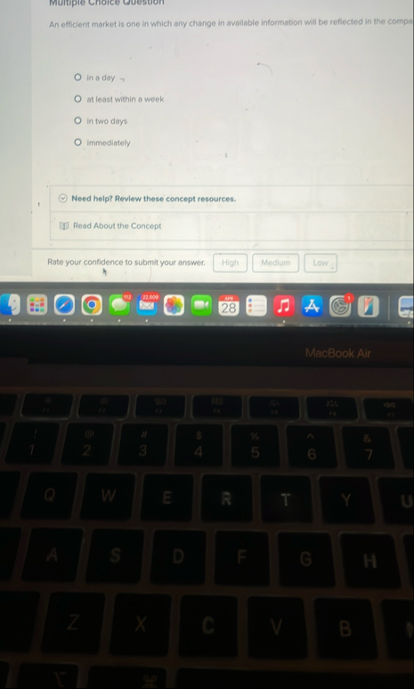 An efficient market is one in which any change in