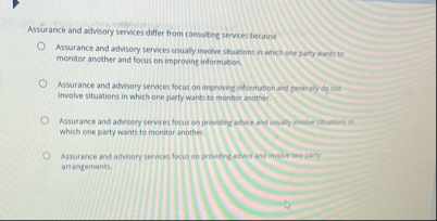 Assurance and advisory services differ from