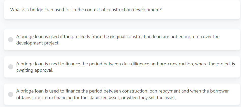 What is a bridge loan used for in the context of