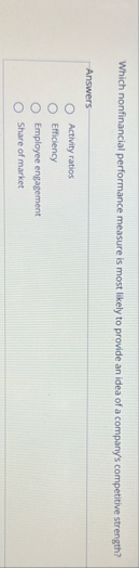 Which nonfinancial performance measure is most