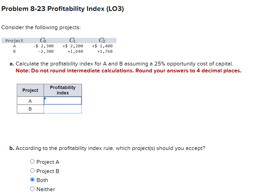 I found project a = 1 . 1 5 4 8 and project b = 1