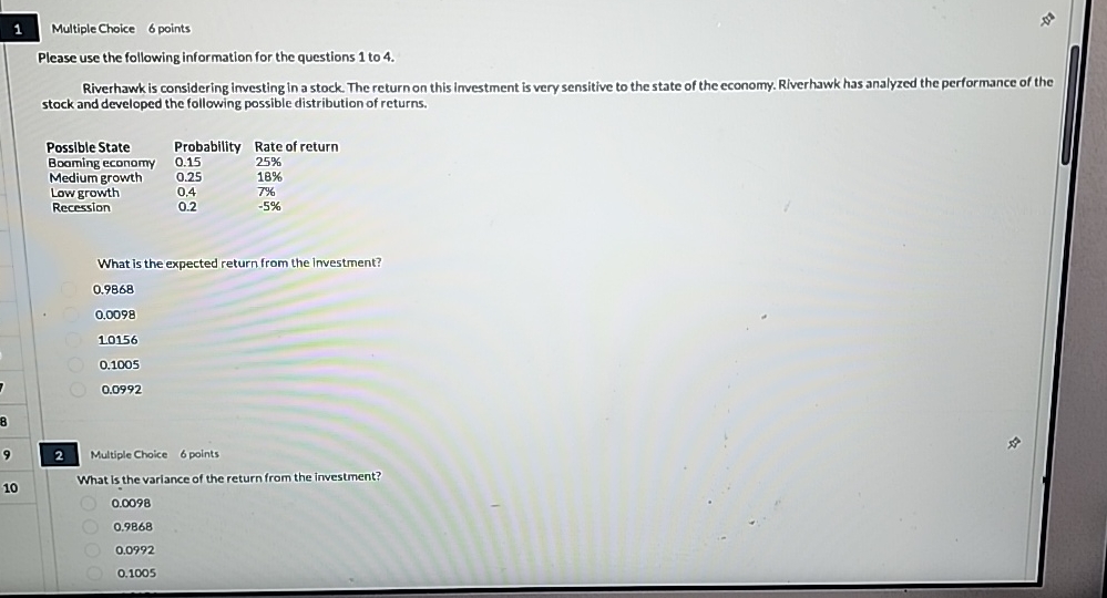 1 Multiple Choice 6 points Please use the