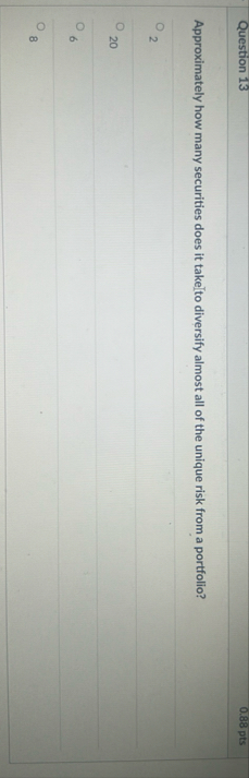 Question 1 3 0 . 8 8 pts Approximately how many