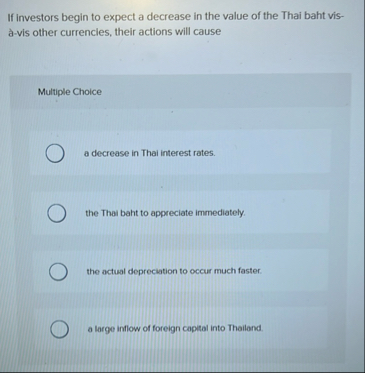 If investors begin to expect a decrease in the