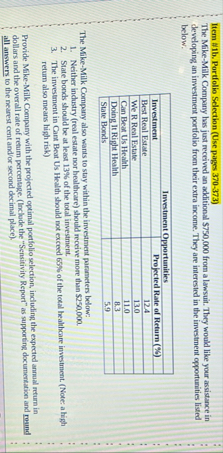 Item # 1 b . Portfolio Selection ( Use pages 3 7