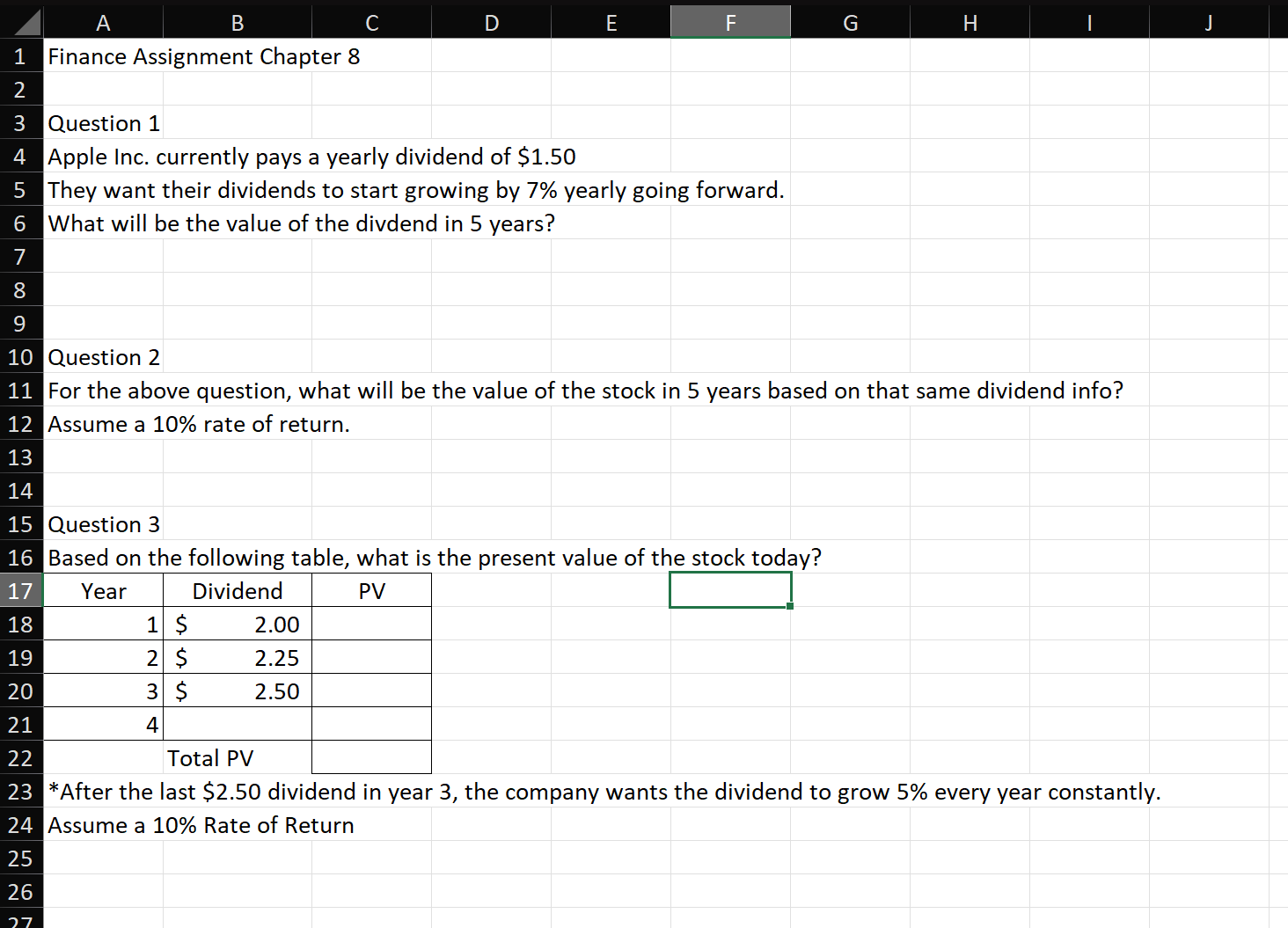 Finance Assignment Chapter 8 Question 1 Apple