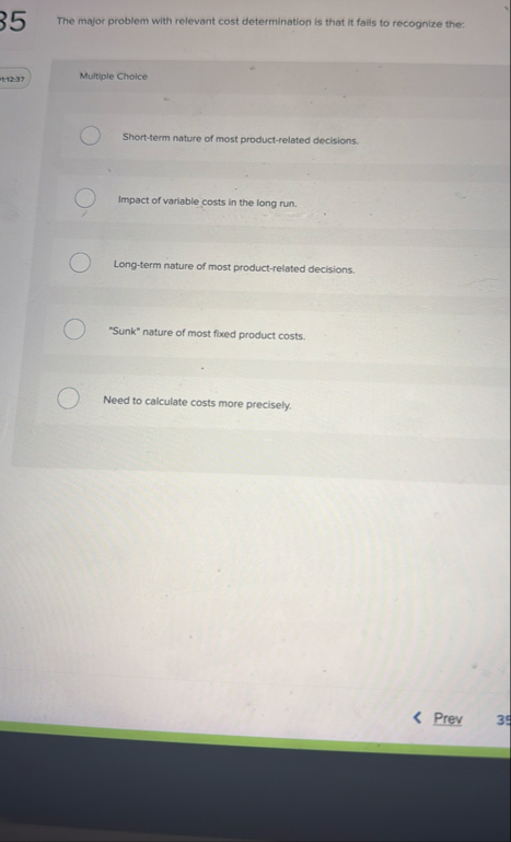 3 5 The major problem with relevant cost