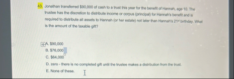 Jonathan transferred $ 9 0 , 0 0 0 of cash to a