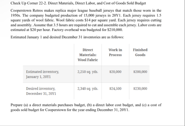 Check Up Corner 2 2 - 2 . Direct Materials,