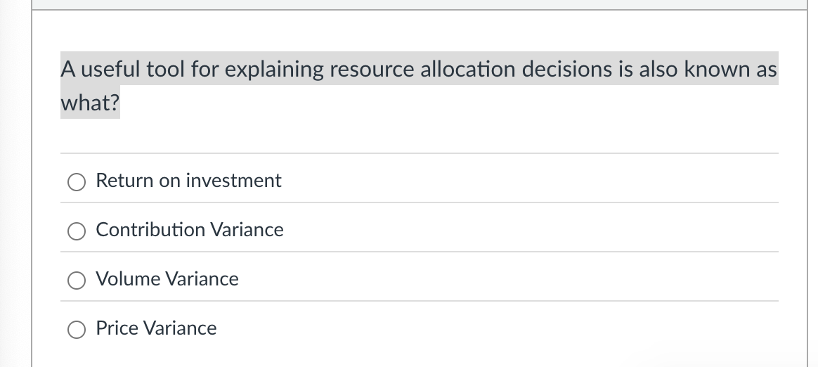 A useful tool for explaining resource allocation
