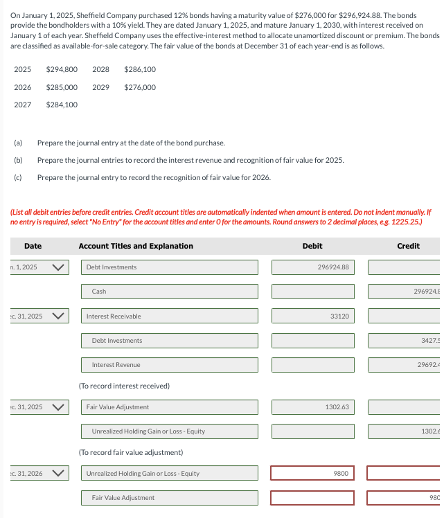 On January 1 , 2 0 2 5 , Sheffield Company