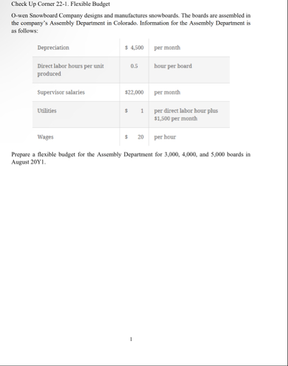 Check Up Corner 2 2 - 1 . Flexible Budget O - wen